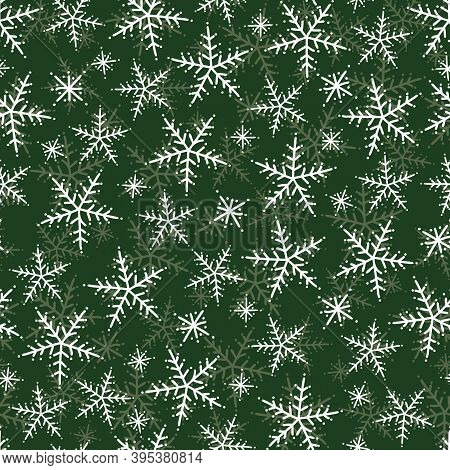 Vector White Christmas Snowflakes Repeat Pattern Backcground