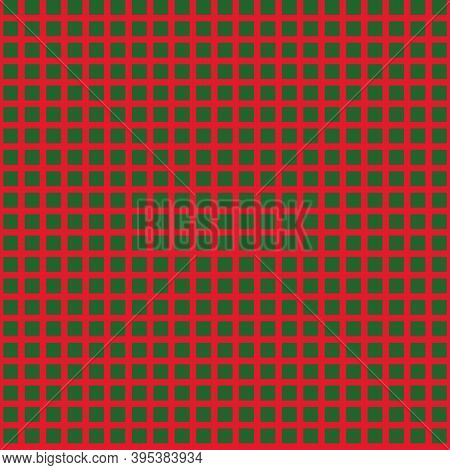 Vector Red And Green Chequered Christmas Repeat Pattern Backcground