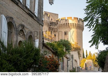Old Buildings And Narrow Streets In Medieval Town Villeneuve Les Avignon In Summer