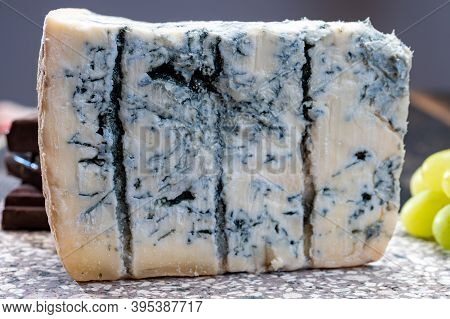 Cheese Collection, Piece Of Italian Blue Cheese Gorgonzola Picante With Blue Mold From North Of Ital