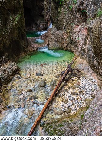 Gorge Almbachklamm In The Berchtesgaden Alps, Germany.