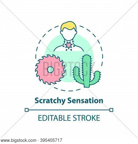 Scratchy Sensation Concept Icon. Sore Throat Symptom Idea Thin Line Illustration. Bacterial Infectio