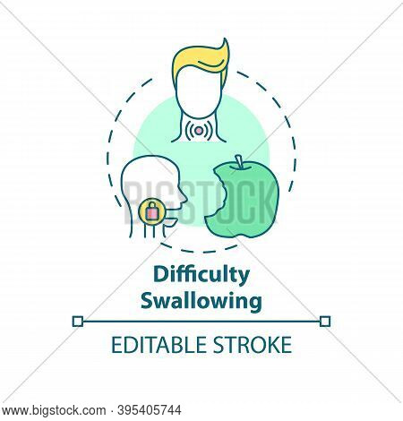 Difficulty Swallowing Concept Icon. Sore Throat Symptom Idea Thin Line Illustration. Dysphagia. Food