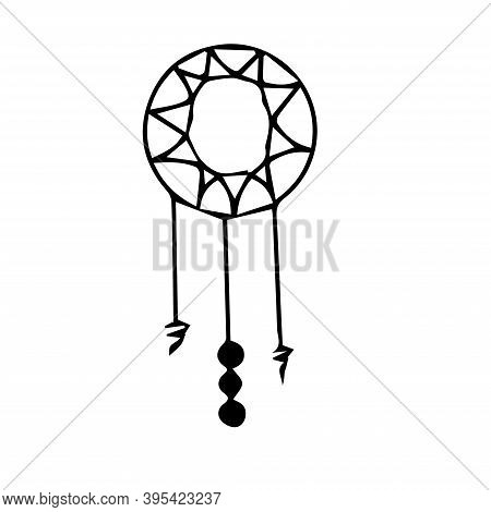 Round Vector Dream Catcher Poster Isolated On White