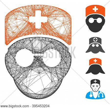 Vector Wire Frame Medic Head. Geometric Wire Frame Flat Network Generated With Medic Head Icon, Desi