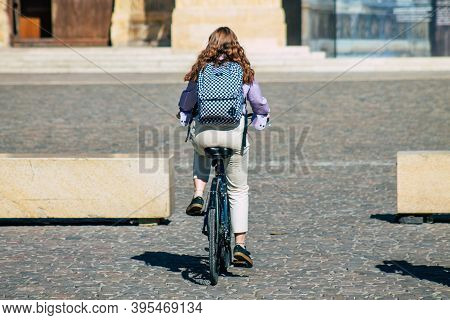 Reims France November 18, 2020 View Of Unidentified People Rolling In The Streets Of Reims During Co