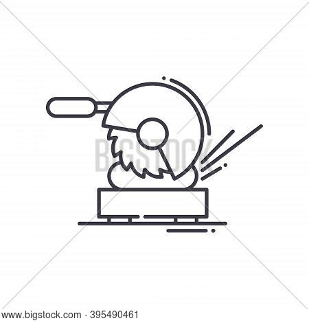 Steel Cut Off Machine Icon, Linear Isolated Illustration, Thin Line Vector, Web Design Sign, Outline
