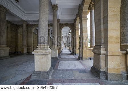 Karlovy Vary, Czech Republic - June 04, 2013: Mill Colonade In The Center Of Karlovy Vary In The Cze