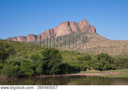 Tlopi Dam Scenic View Of Sandstone Mountains In Marakele National Park, Limpopo Province, South Afri