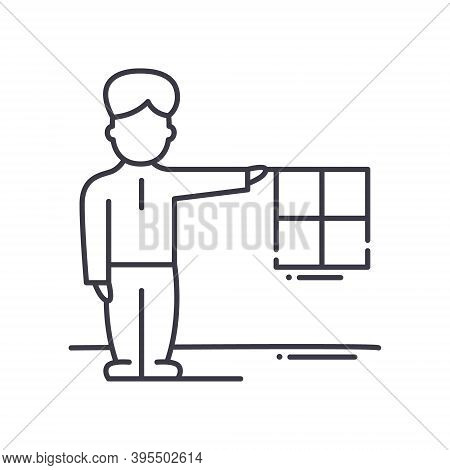 Linesman Icon, Linear Isolated Illustration, Thin Line Vector, Web Design Sign, Outline Concept Symb