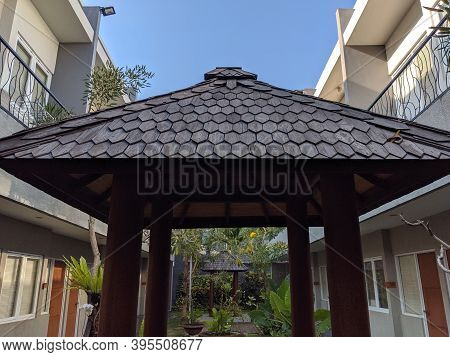 Denpasar, Indonesia - October 5, 2019: Background Of Two Story Building Of Seruni Guest House.
