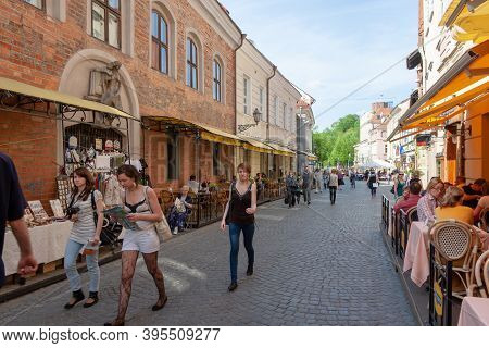 Vilnius, Lithuania - May 12, 2011: Beautifuul Streets Of Vilnius, Capital City Of Lithuania
