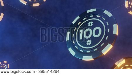 3d Poker Chips Illustration, Casino Tokens Bacgkround