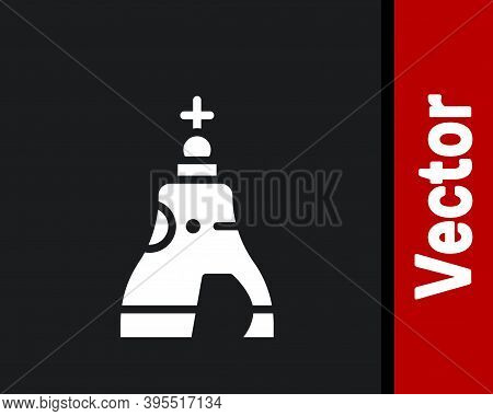 White The Tsar Bell In Moscow Monument Icon Isolated On Black Background. Vector