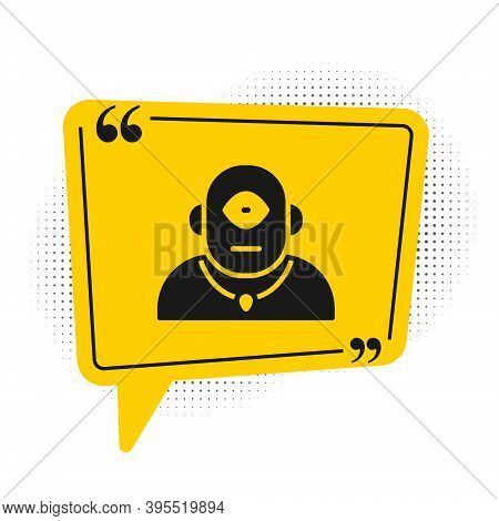 Black Cyclops Icon Isolated On White Background. Yellow Speech Bubble Symbol. Vector