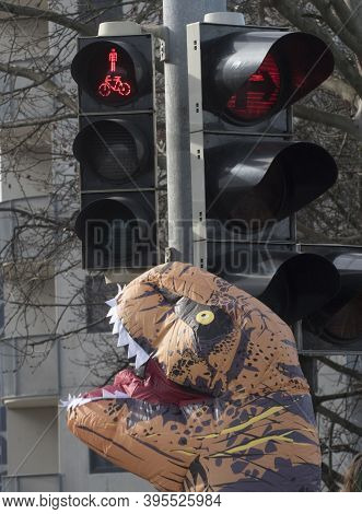 Pedestrian Traffic Light On The Street