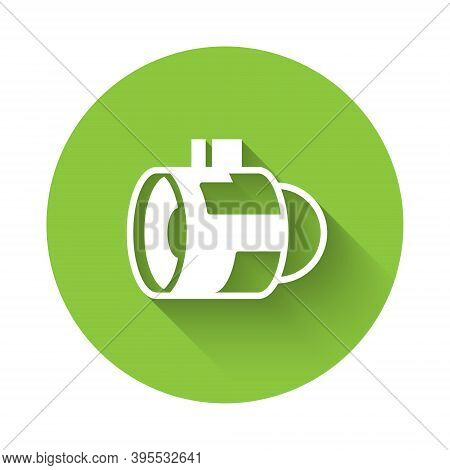 White Jet Engine Turbine Icon Isolated With Long Shadow. Plane Turbine. Airplane Equipment. Jet Prop