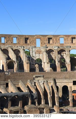 Rome, Italy - October 8, 2020: Colosseum, 1st Century Antique, Oval Amphitheatre In The Centre Of Th