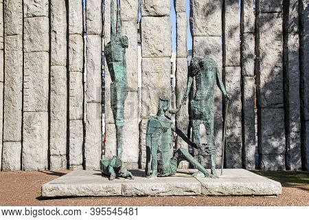 Dublin, Ireland - September 09, 2018: The Hungry Heart Famine Memorial At The Northeastern Corner St