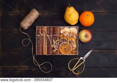 Gift With Healthy Sweets. Packaging Boxes With Sweet Fruit Snacks - Pastilles And Dried Fruit. Fruit