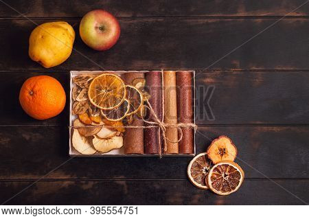 Gift With Healthy Sweets. Sweet Fruit Snacks In A Package - Pastilles And Dried Fruit. Fruit Candy, 