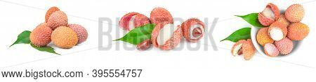 Collection Of Leechee Isolated On A White Background Cutout