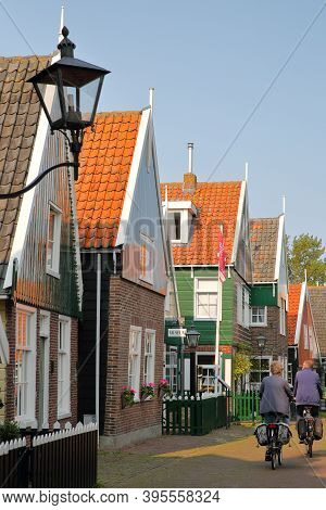 Marken, Netherlands - September 11, 2020: Marken, A Fishing Village With Traditional Wooden Houses, 