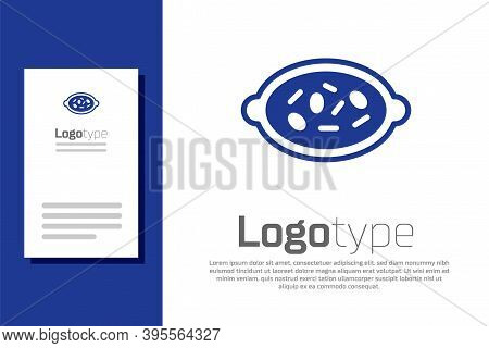 Blue Kheer In A Bowl Icon Isolated On White Background. Traditional Indian Food. Logo Design Templat
