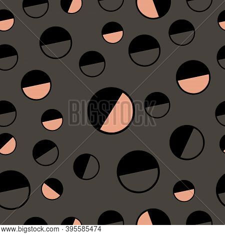 Seamless Pattern Abstract With Semi Circles On Dark Grey Background