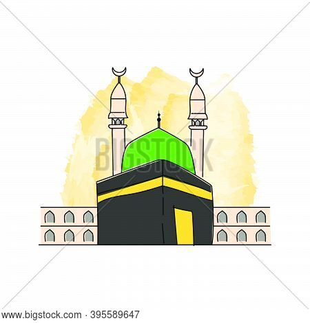 Kaaba Mecca And Medina Hand Drawn Illustration Vector