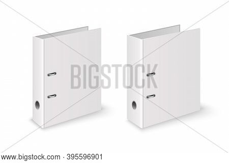Vector 3d Closed Realistic White Blank Office Binder File With Metal Rings For A4 Paper Sheet Closeu