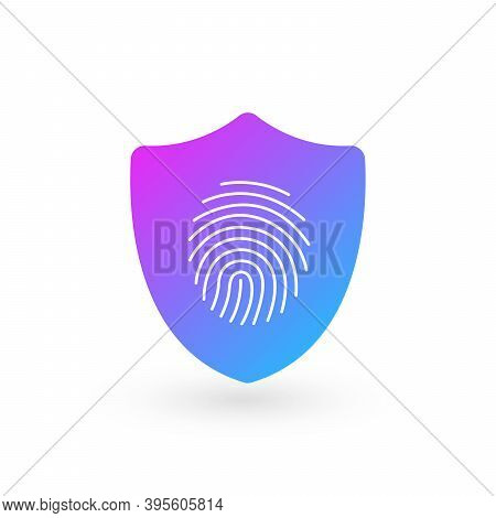 Fingerprint Inside The Shield. Biometric Safe Scan. The Concept Of Protection. Data Safety And Infor