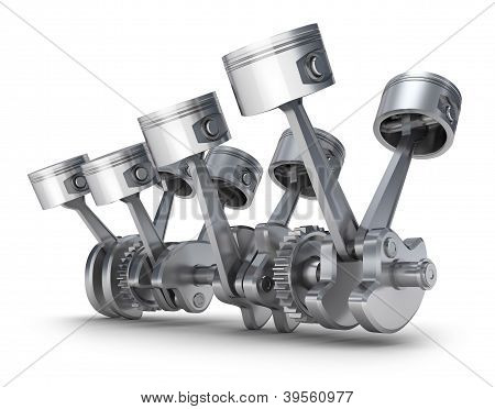 ลูกสูบเครื่องยนต์ V8 รูปภาพ 3D