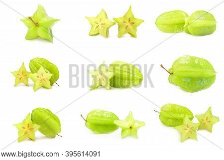 Collection Of Carambola Over A White Background