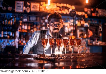 Barman Makes A Cocktail In The Brasserie