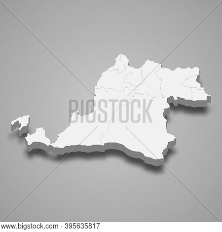 3d Isometric Map Of Banten Is A Province Of Indonesia