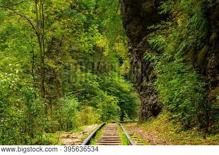Old Narrow Gauge Railway. A Canyon Guamka, Path From Mezmay To Guamka. Russia, Krasnodar Region.