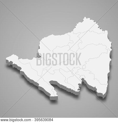 3d Isometric Map Of Lampung Is A Province Of Indonesia