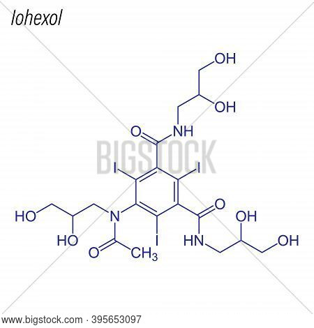 Vector Skeletal Formula Of Iohexol. Drug Chemical Molecule.