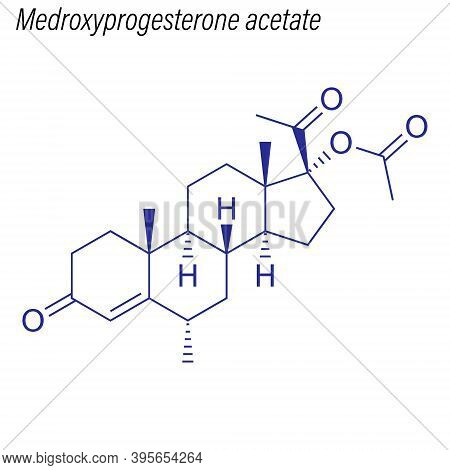 Vector Skeletal Formula Of Medroxyprogesterone Acetate. Drug Che