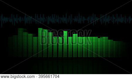 3D Vu Meters Green, 3D Illustration
