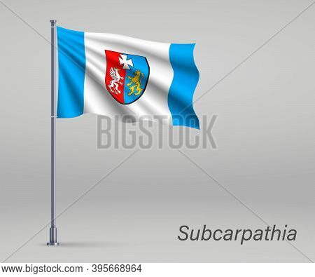 Waving Flag Of Subcarpathia Voivodeship - Province Of Poland On