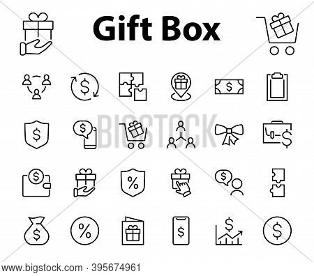 Set Of Business Vector Line Icons. It Contains User Symbols, Dollar Pictograms, Gears, Briefcase, Pu