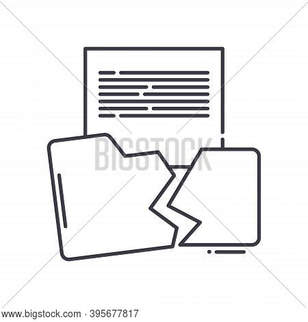 Data Loss Icon, Linear Isolated Illustration, Thin Line Vector, Web Design Sign, Outline Concept Sym