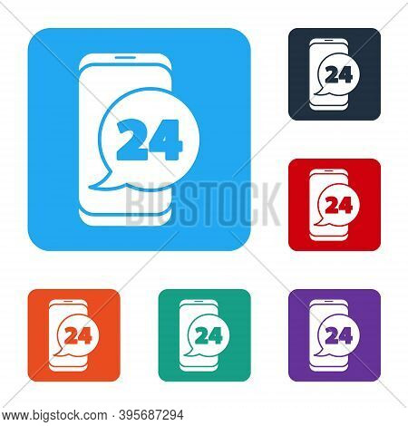 White Food Ordering Icon Isolated On White Background. Order By Mobile Phone. Restaurant Food Delive