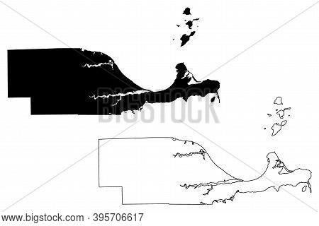 Ottawa County, Ohio State (u.s. County, United States Of America, Usa, U.s., Us) Map Vector Illustra