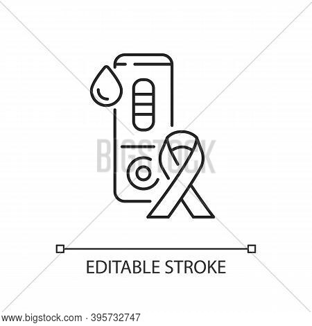 Hiv Test Linear Icon. Laboratory Blood Examination. Rapid Test For Aids. Medical Check. Thin Line Cu