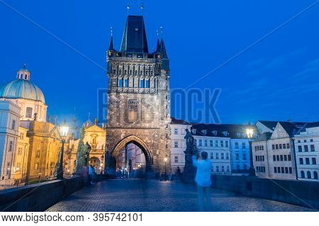 Prague, Czech Republic - July 9, 2020: Old Town Bridge Tower Of Charles Bridge (czech: Staromestska 