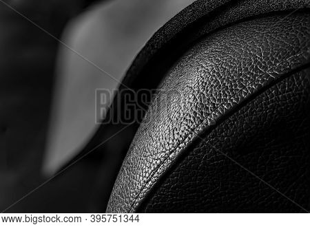 Texture Of Faux Black Leather Or Dermantin. Abstract Background