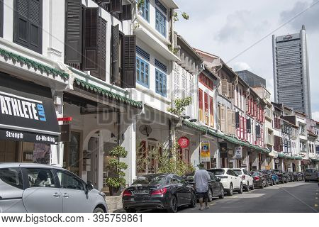 Singapore- 20 Nov, 2020: Street View Of Amoy Street In Singapore. Amoy Street Is A One-way Street Lo